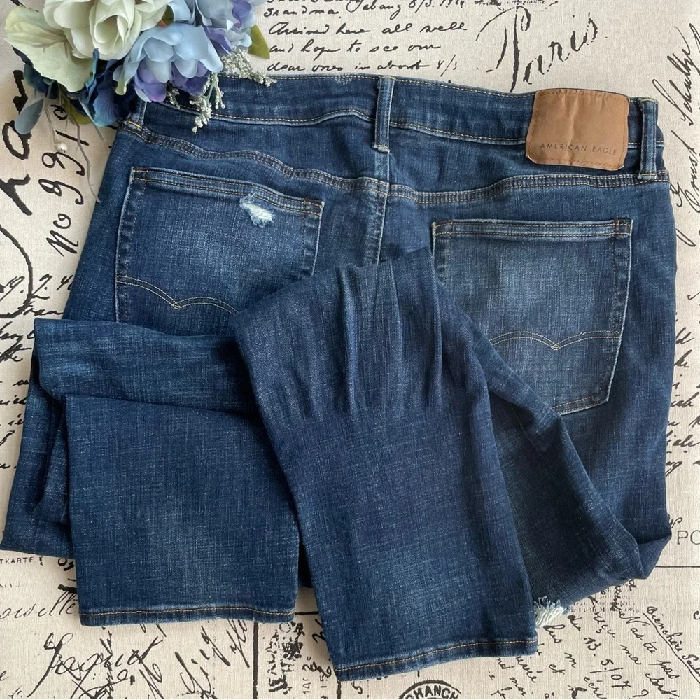 NWOT American Eagle Next Level Flex Men's Distressed Slim Straight Jeans 34x34 - Picture 7 of 7